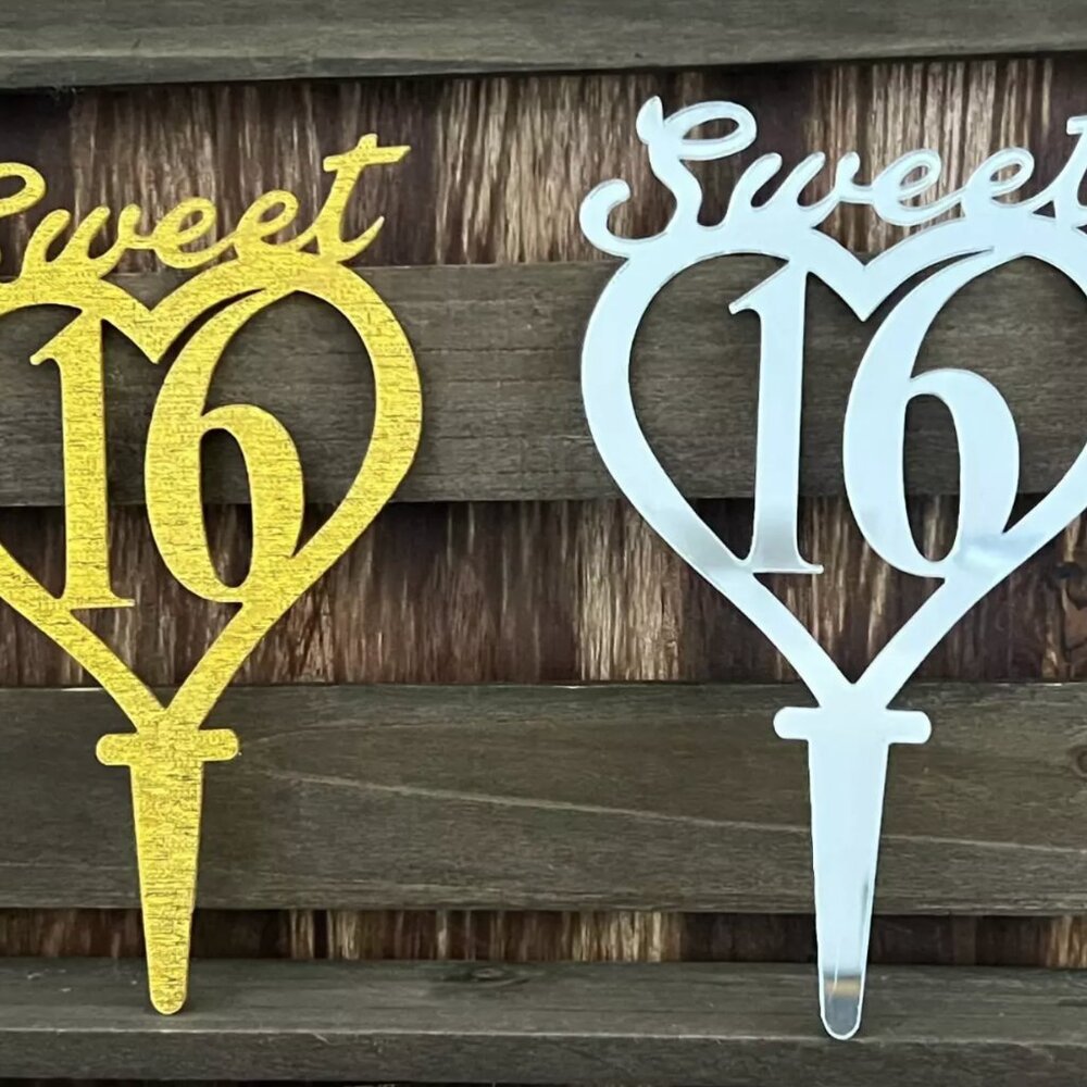 Plastic Heart Sweet 16 Cake Topper Birthday Decoration